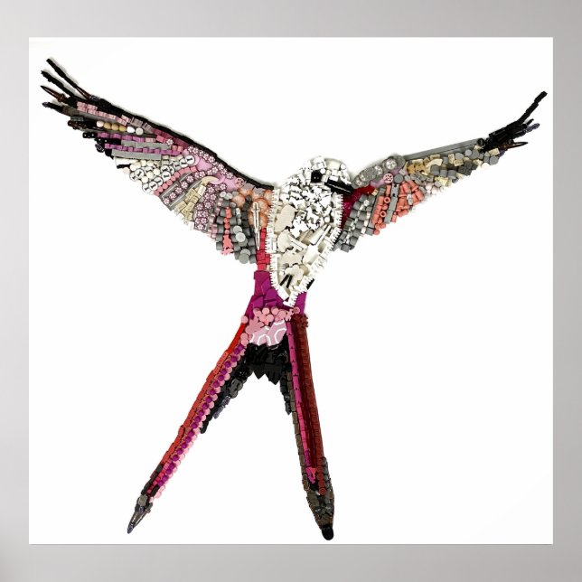 Poster Pássaro Wingspan feito inteiramente de peças de jo (Frente)