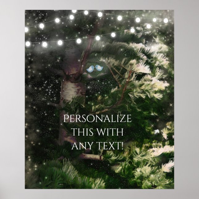 Poster Pássaros Apaixonados + Bandeira Personalizada para (Frente)