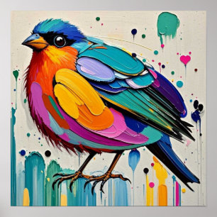 Poster Pássaros com abstrato de arte colorida, gracinha g
