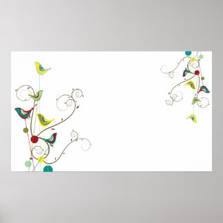 Poster Pássaros de Verão Caprichosos Redemoinhos Natureza