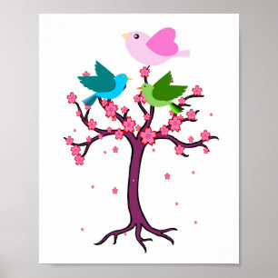 Poster pássaros e bebê coloridos bonitos do berçário 