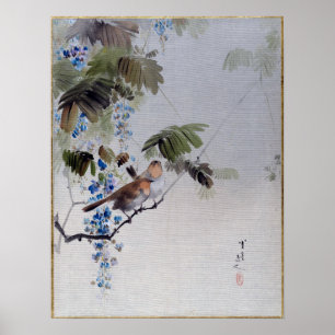 Poster Pássaros e flores de Watanabe Seitei