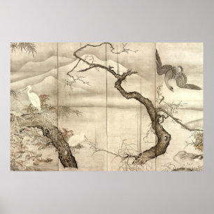 Pôster Pássaros e Flores por Sesshū Tōyō