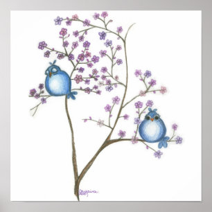 Poster Pássaros e flores (poster pequeno)