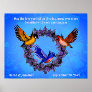 Poster Pássaros Em Terra Presente De Casamento Personaliz