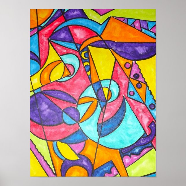 Pôster Pássaros Esmagando Na Árvore-Moderna Bauhaus (Frente)