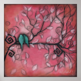 Pôster Pássaros para sempre em rosa