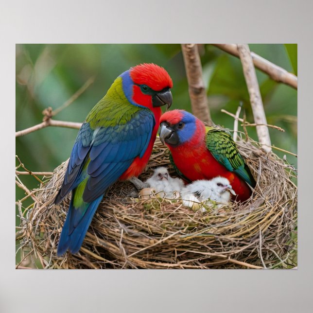 Poster Pássaros Rosella (Frente)