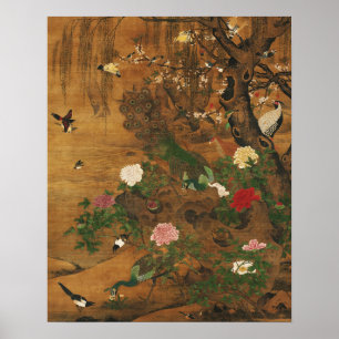 Poster Pássaros se Reúnem sob o Salgueiro da Primavera