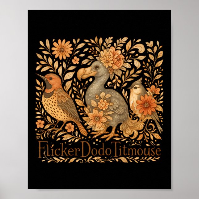 Poster Pássaros Sutil Dodo Titmouse Trump Resiste Bo (Frente)