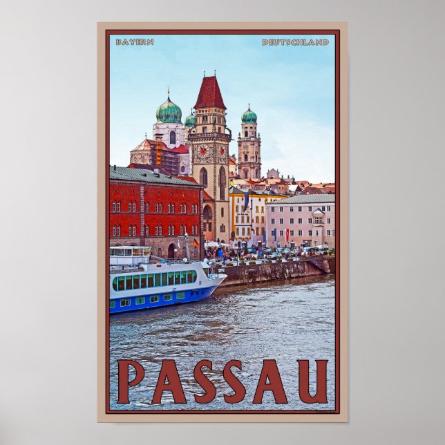 Poster Passau - Donau Waterfront (Frente)