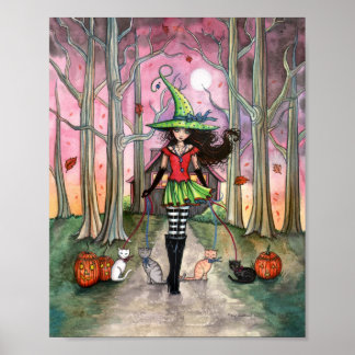 Poster Passeando as Bruxas dos Gatos Cartaz de Halloween