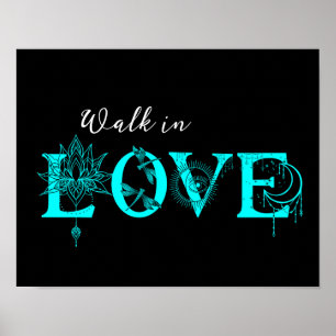 Poster Passear no Amor motivacional Lotus moon Sun dragon