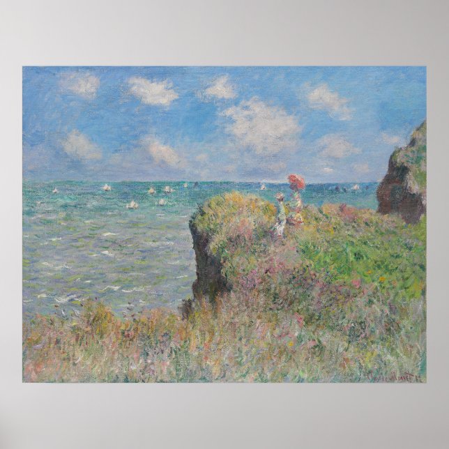 Poster Passeio à Beira do Penhasco em Pourville de Monet (Frente)