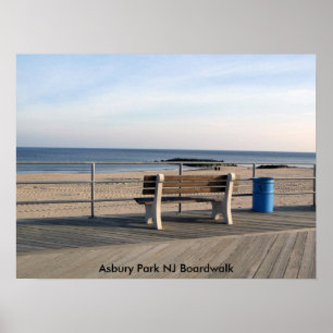 Pôster Passeio à beira mar do parque NJ de Asbury - banc
