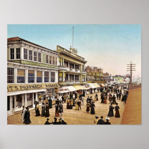 Pôster Passeio à beira mar em Atlantic City, 1900