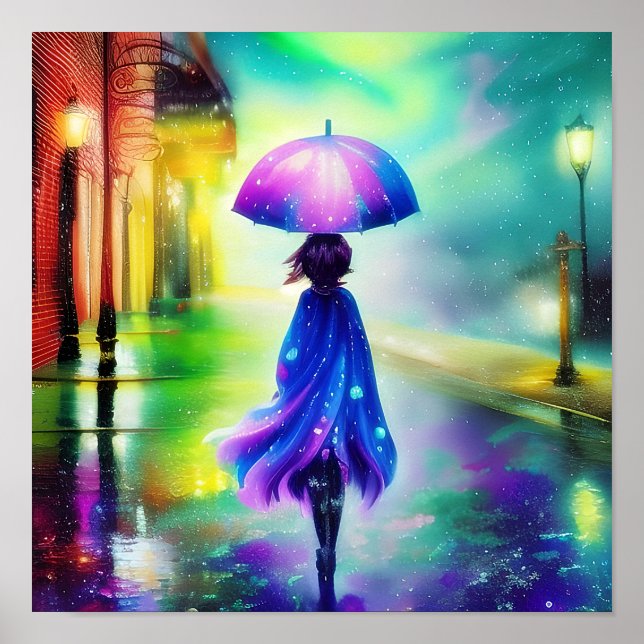 Poster Passeio colorido na chuva (Frente)