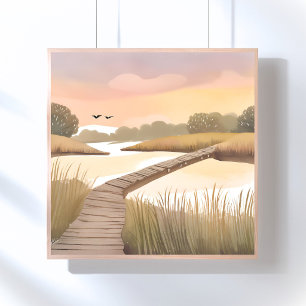 Poster Passeio da Baía   Pintura em Aquarela Costeira Are