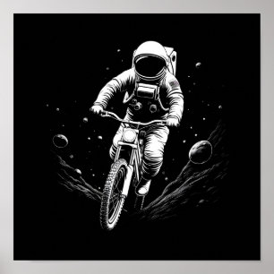 Poster Passeio de Bicicleta do Astronauta Cósmico Aventur