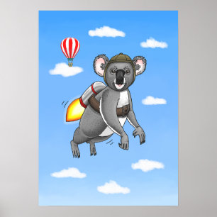 Poster Passeio de jetpack do Rocket Koala