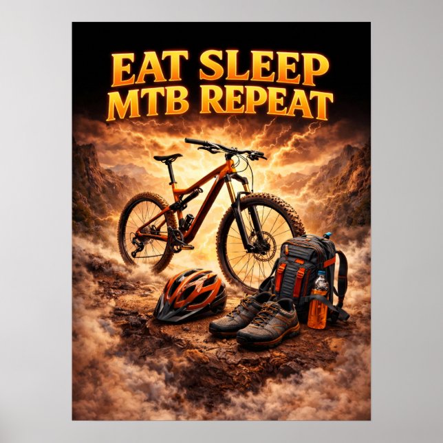 Poster Passeio de MTB Trail Fire (Frente)