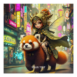Pôster Passeio de Panda Selvagem Fofo de Fantasia