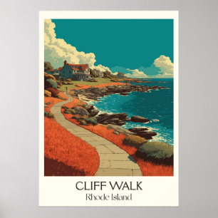 Poster Passeio de Penhasco Rhode Island Caminho Oceânico