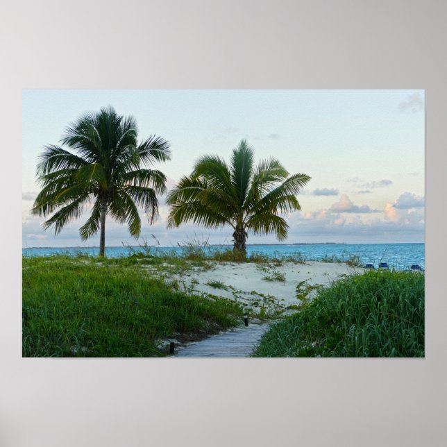 Poster Passeio de praia nas Bahamas em Sunset (Frente)