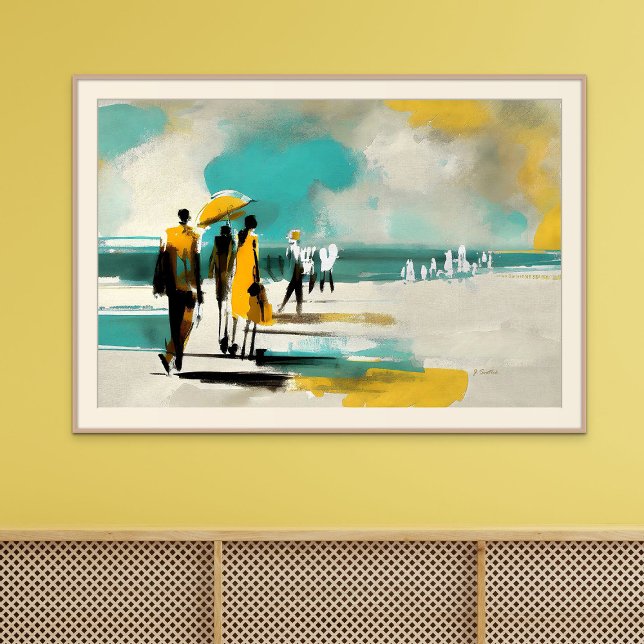 Poster Passeio Ensolarado – Figuras Abstratas Em Luz Aber (Sunlit Stroll – Abstract Figures In Open Light)