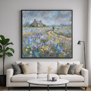 Poster Passeio pelo Jardim Chuvoso - Estilo de Pintura Pa