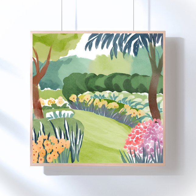 Poster Passeio pelo Jardim de Flores | Aquarela da Nature (Criador carregado)