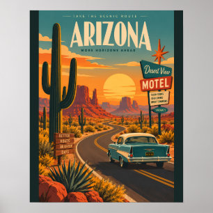 Poster Passeio Retro pela Estrada do Deserto do Arizona -