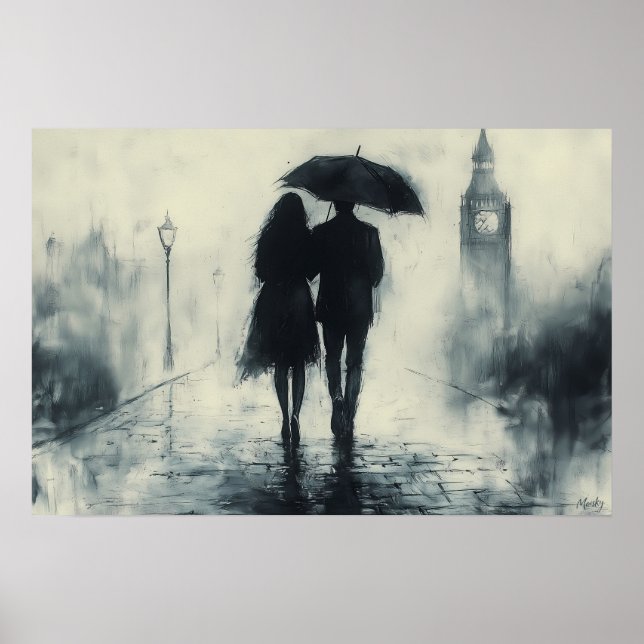 Poster Passeio Romântico na Chuva sob o Big Ben (Frente)
