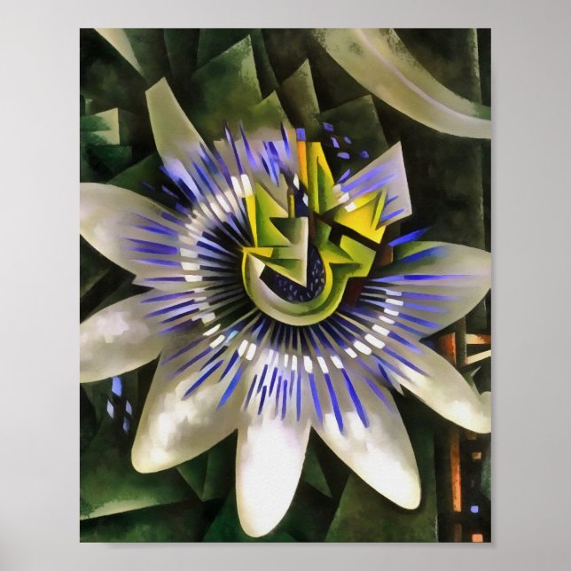 Poster Passiflora Passeio Flor No Estilo Geométrico De Ar (Frente)