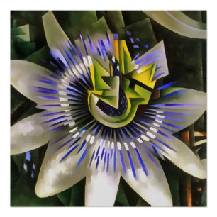 Pôster Passiflora Passeio Flor No Estilo Geométrico De Ar