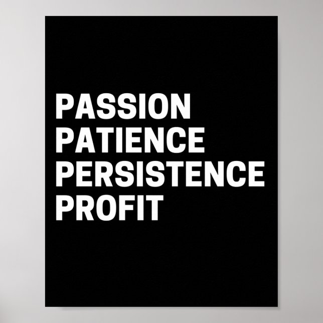Poster Passion Patience Persistence Profit Inspirational (Frente)
