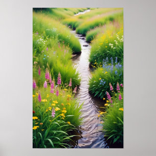 Poster Passo da Natureza do Stream da Floresta Paisagem P