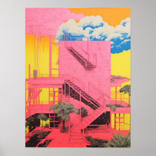 Poster Passos Modernistas: A Visão Arquitetônica Rosa