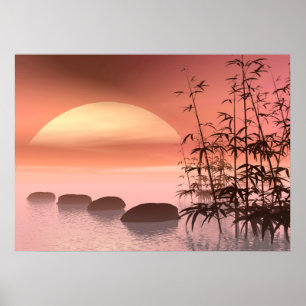 Pôster Passos para o pôr do sol vermelho