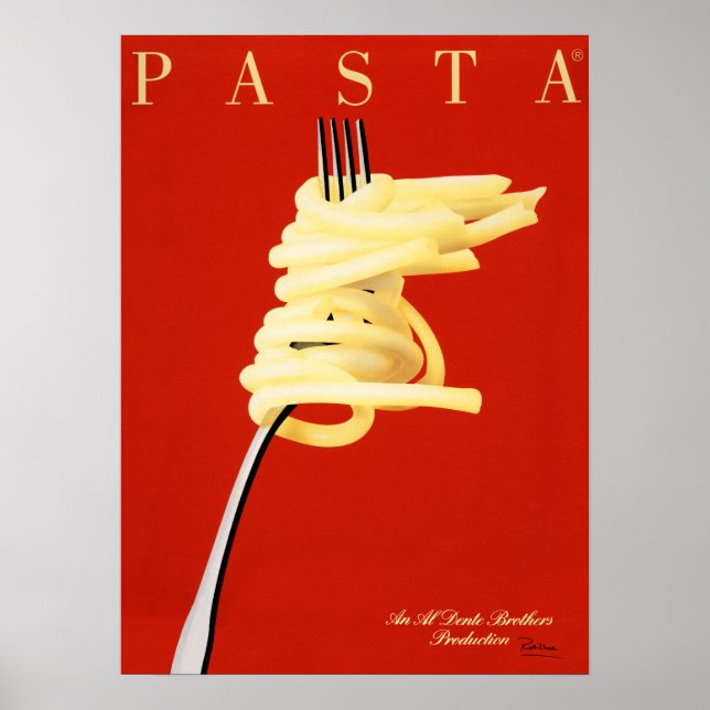 Poster PASTA AL DENTE Razzia Nó Comida italiano Art Deco (Frente)