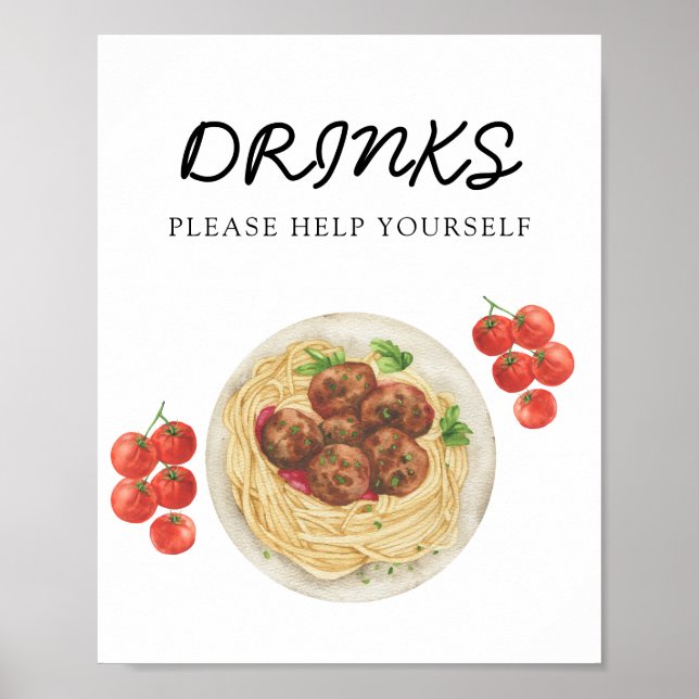 Poster Pasta Baby shower Drinks (Frente)