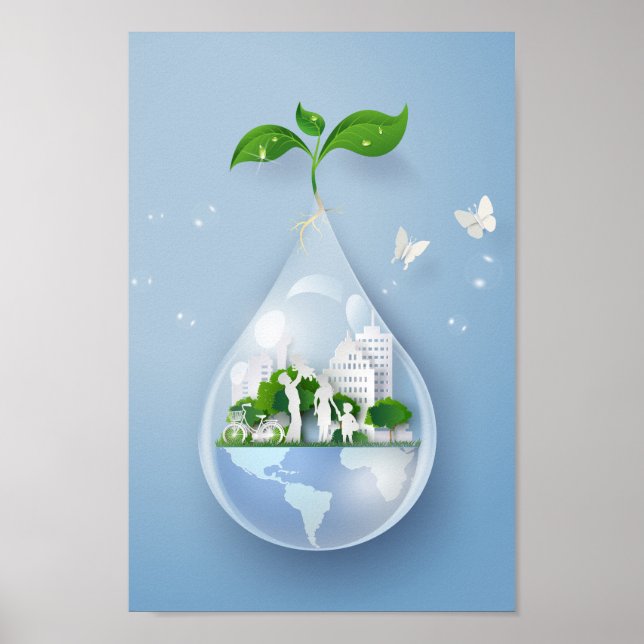 Poster Pasta de Papercut City Water Drop Earth (Frente)