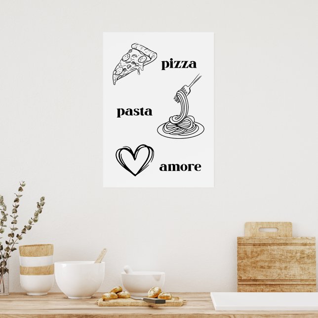 Poster Pasta de pizza e Amore (Cozinha)