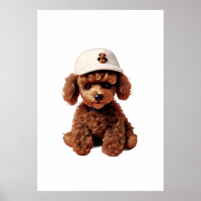 Poster Pasta de Poodle em Xícara de Chá Branca (Frente)