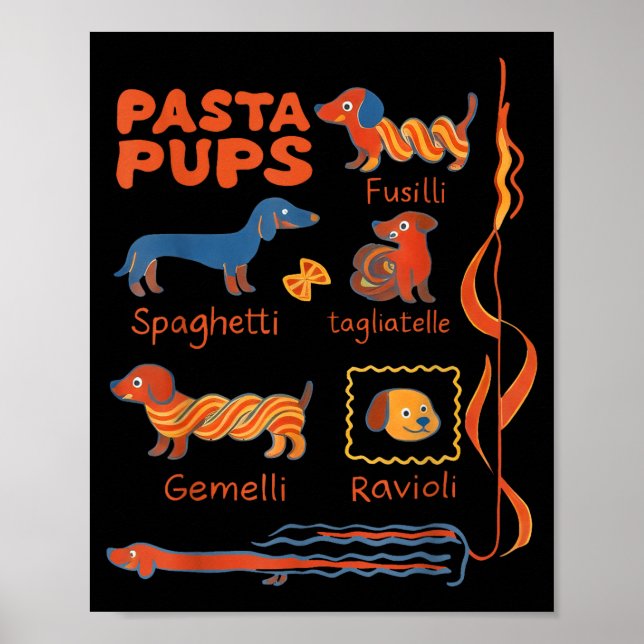 Poster Pasta P Dog Funny Dachshund Dog Pasta Foodie Dog S (Frente)