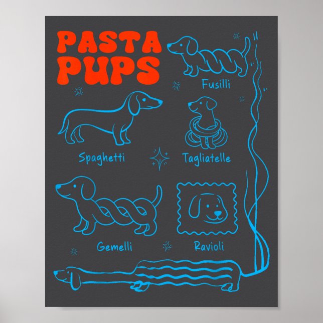 Poster Pasta P Funny Dachshund Wiener Dog Pasta Foodie Do (Frente)