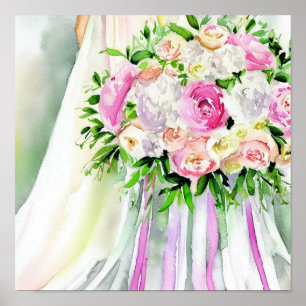 Poster Pastéis Românticos, Buquê 2 em Cascata Bridal,