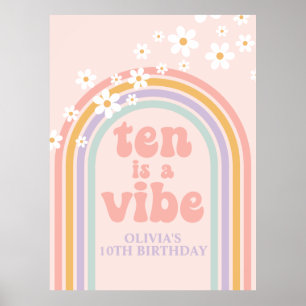Poster Pastel Arco-íris Retro Dez é uma Vibração 10º Aniv
