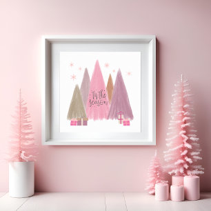 Poster Pastel Árvores de Natal 'Esta é a estação inenquad