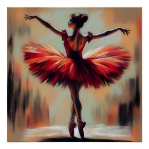 Pôster Pastel Ballerina, legante, em Red Tutu